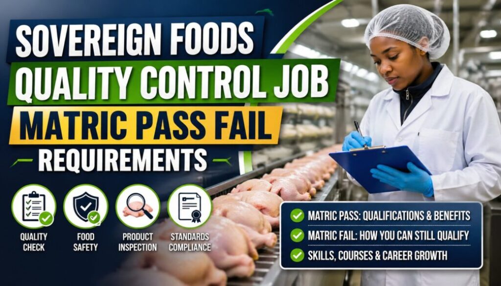 sovereign foods quality control job matric pass fail requirements